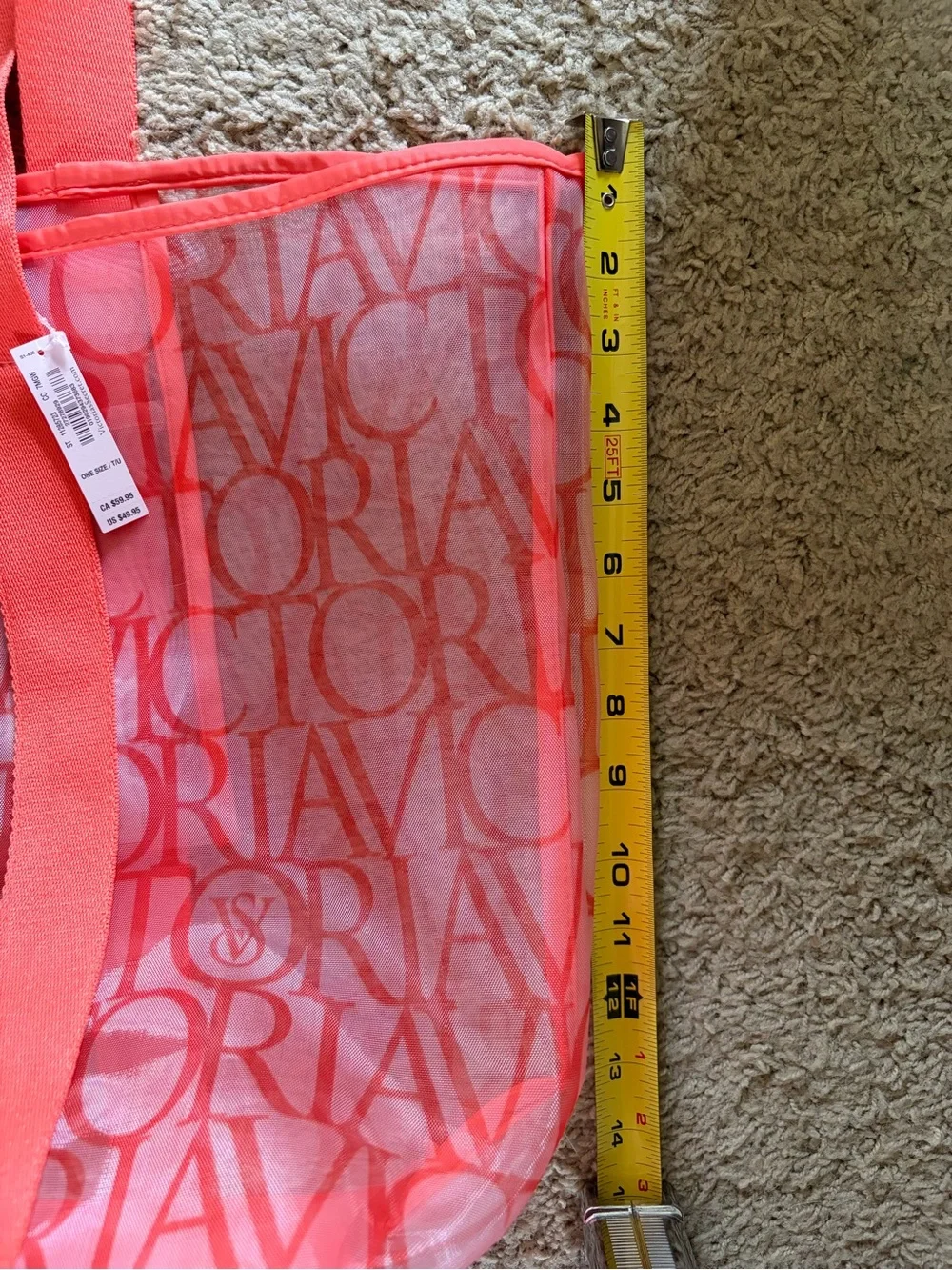 Victoria's Secret Coral Pink Logo Mesh Tote